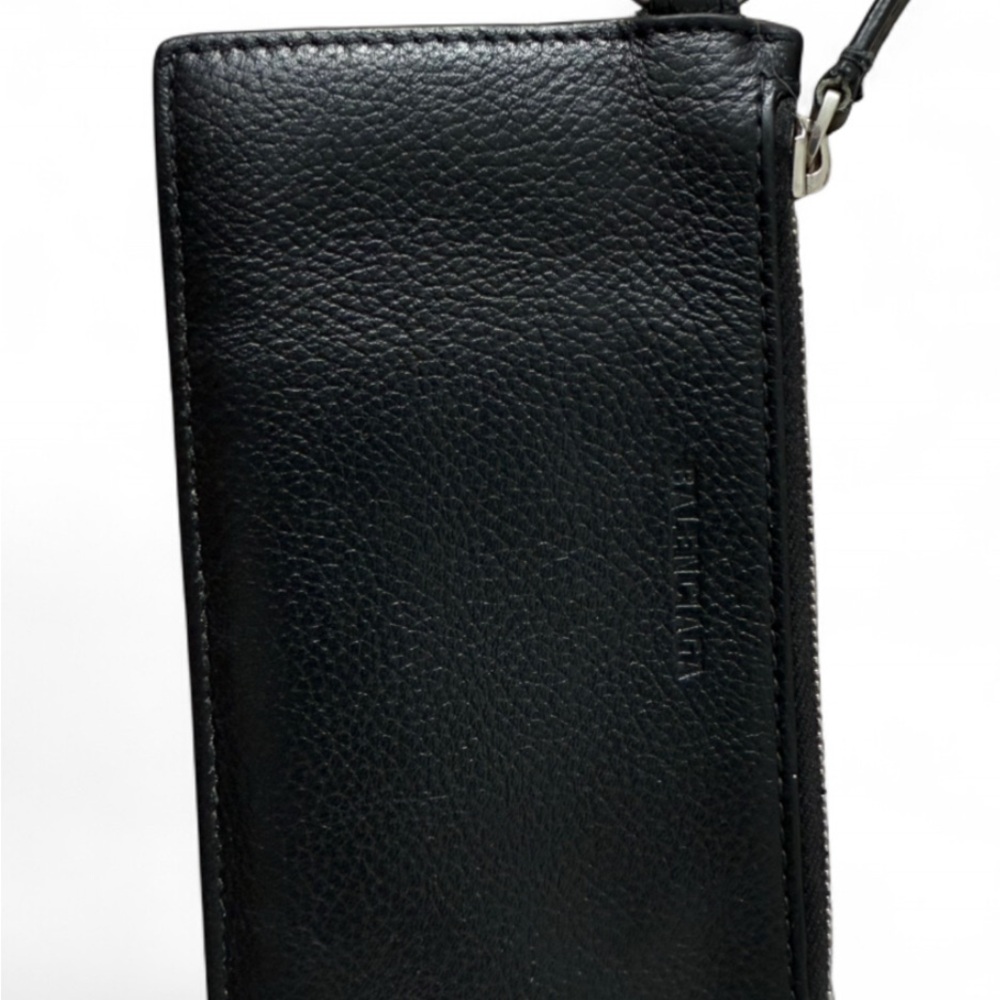 Balenciaga Black Leather card holder, wallet. With COA